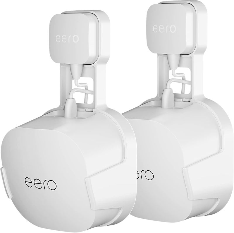 COOLWUFAN Outlet Wall Mount Holder for eero 6 or eero 6+ mesh Wi-Fi System [NOT Fit for eero mesh], No Messy Wires, Easy to Install Mount Holder for eero 6 & eero 6+ mesh Wi-Fi System (2 Pack) - Image 1